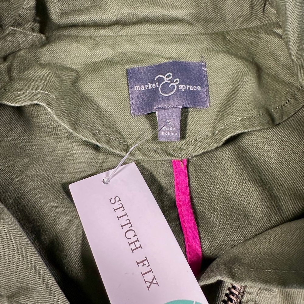 Market & Spruce Women’s Olive Green Utility Vest Hooded Size Small (NWT) - Picture 4 of 10